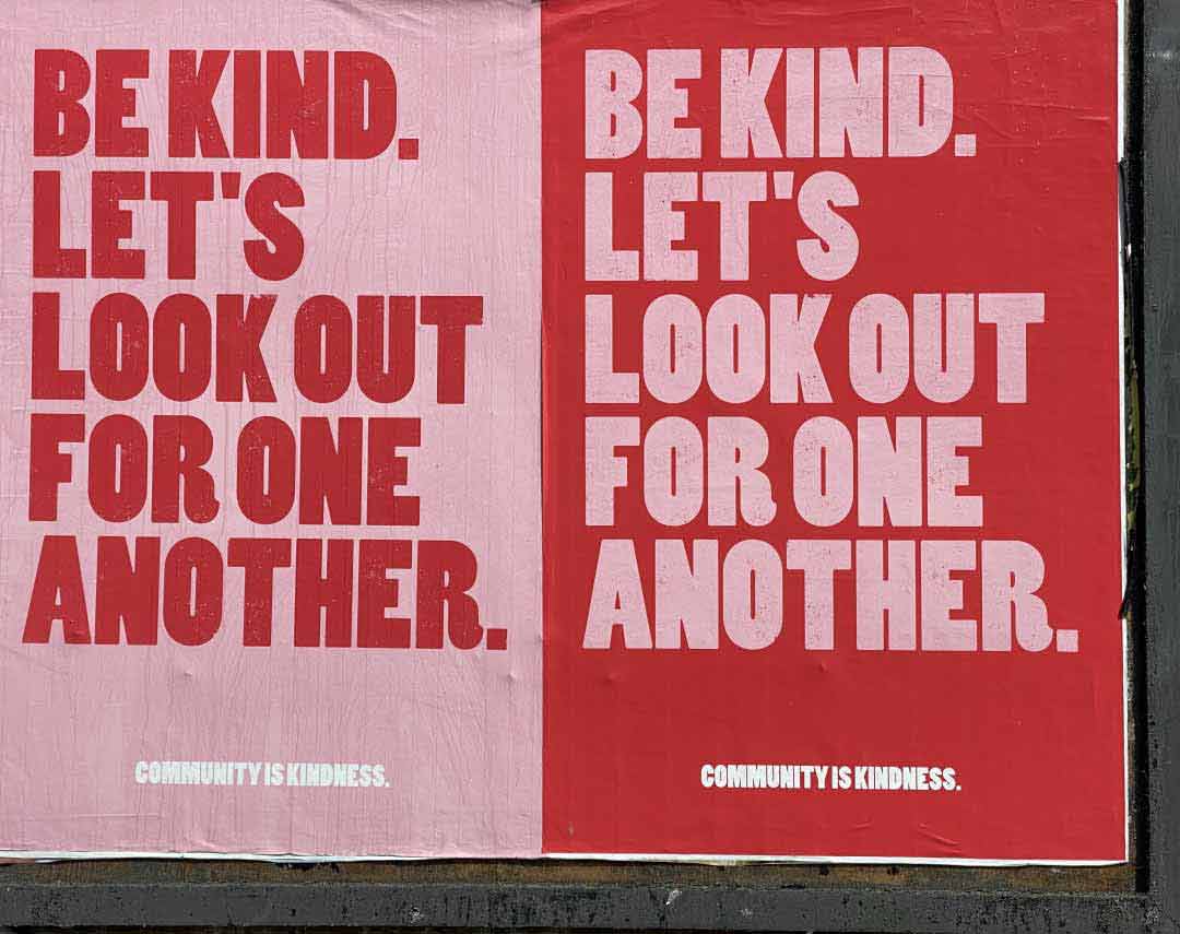 Posters with colors inverted related to community kindness Posters with colors inverted related to community kindness